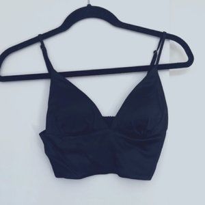Zara Satin Black Cropped Top, size XS